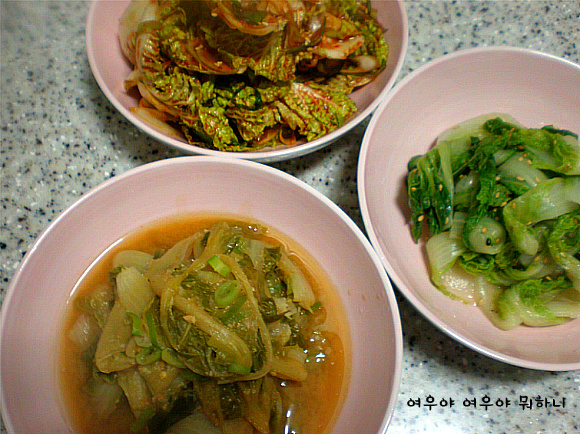 겉절이로 나물로 찌개로-겨울보약 봄동으로 차린 저녁상^^