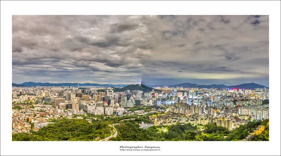 2018-07-06 (서울 종로구  인왕산에서 본흐린날 서울풍경) - 남산, 타임스택, 서울 낮과 밤의 파노라마