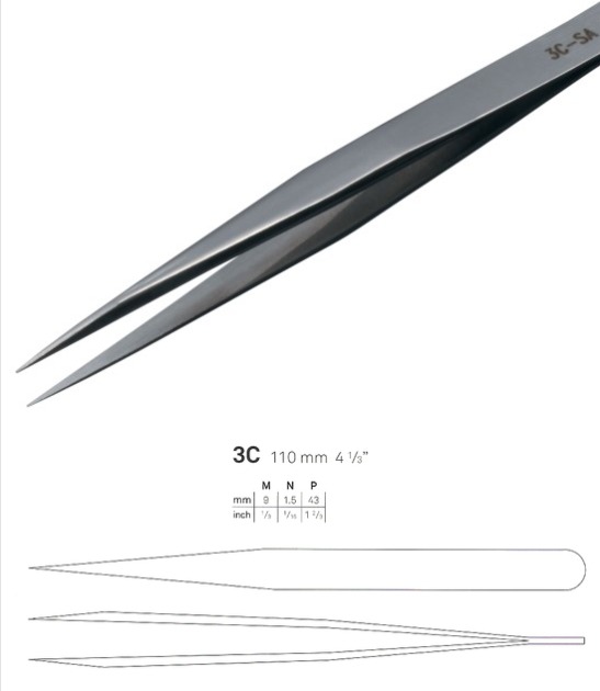 ULTRA FINE STRAIGHT POINTED TWEEZERS/ RUBIS RU-3C-SA